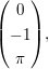 $ \vektor{0 \\ -1 \\ \pi}, $